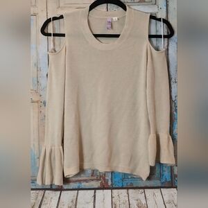 Alya Large Cold Shoulder Long Flaired Sleeve Sweater